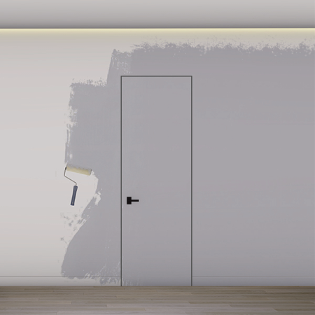 Дверь скрытая под покраску усиленная (комплект с фурнитурой) с алюминиевой кромкой